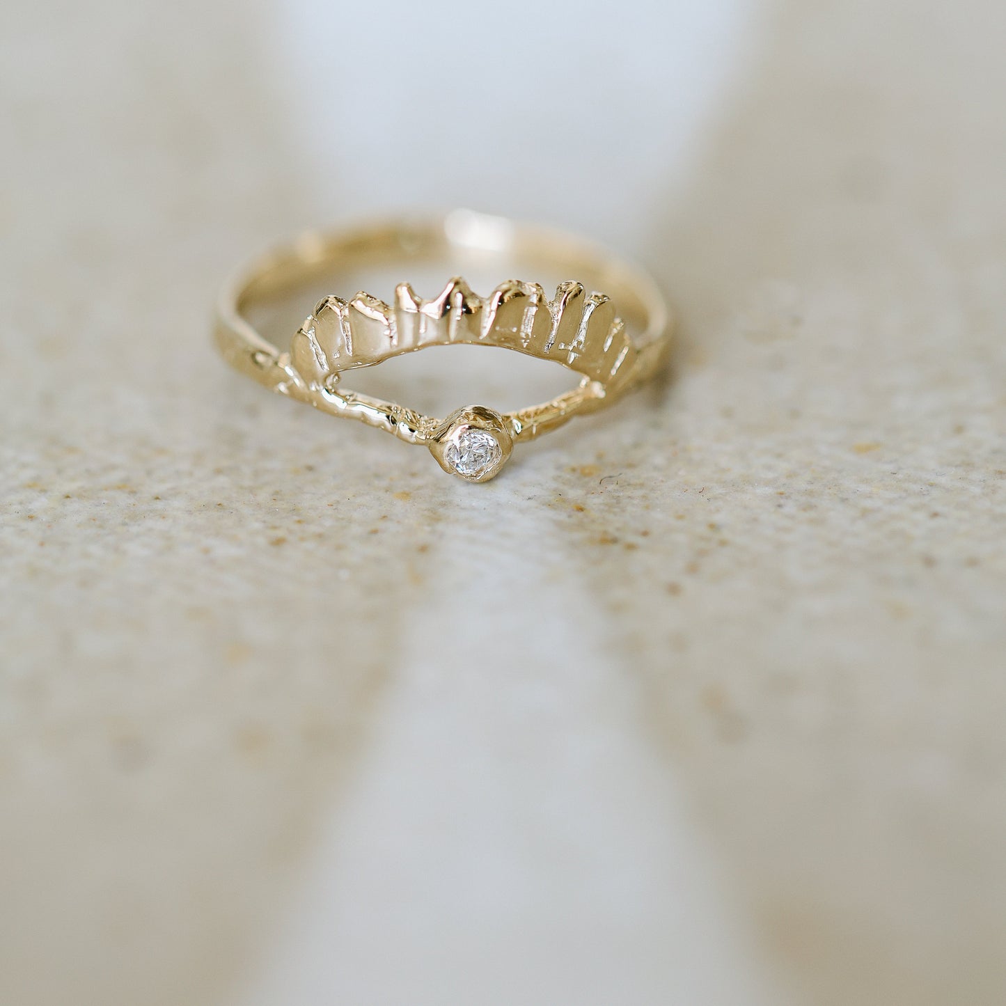 Ray of Light 14K Yellow Gold Ring with Diamond