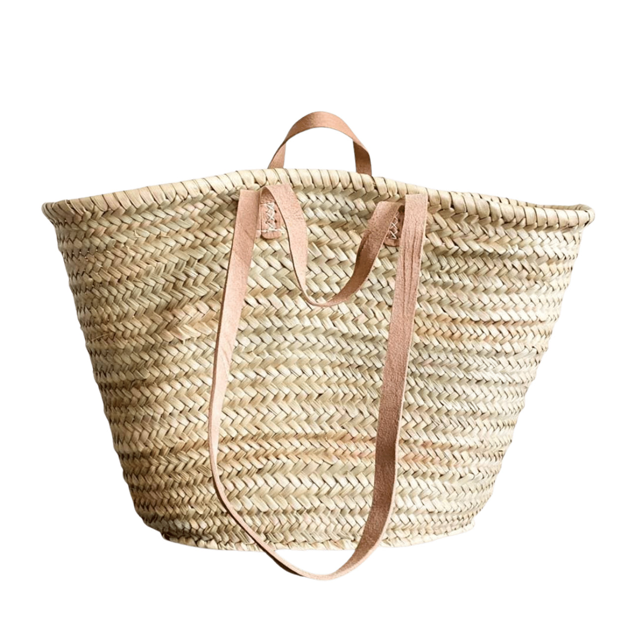 Straw Bag With Double Leather Handle