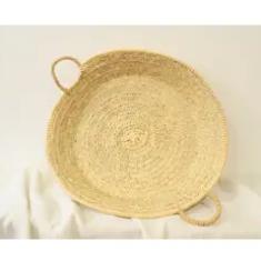 Moroccan Handmade Wicker basket, Palm Leaf Tray Small