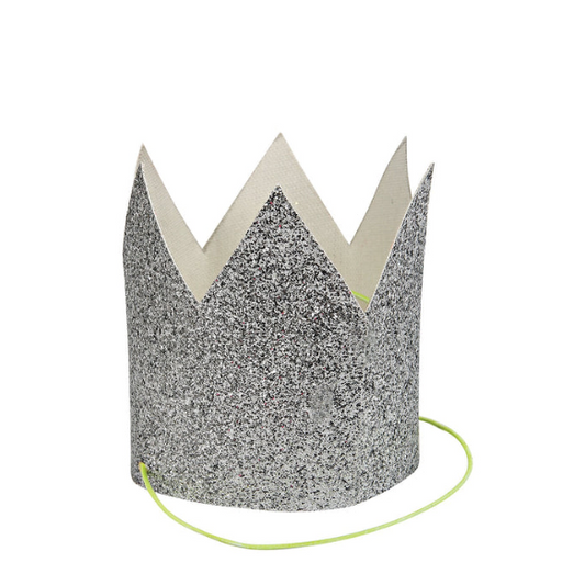 Mini Silver Glitter Crowns