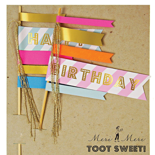 Birthday Flag Cake Toppers