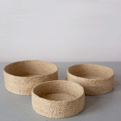 Round Low Jute Baskets Trio