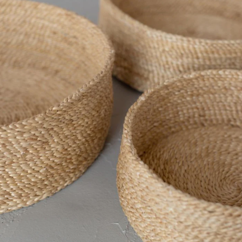 Round Low Jute Baskets Trio