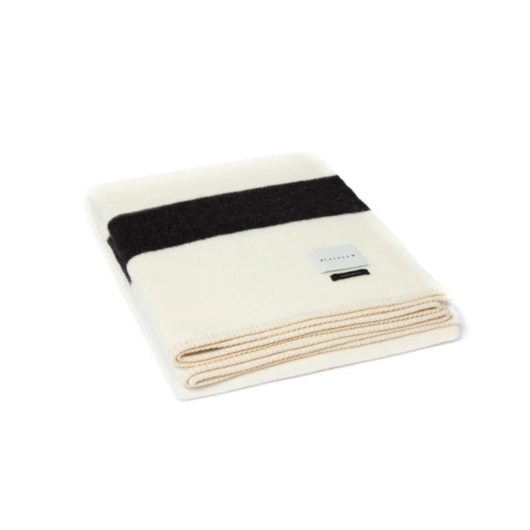 Blacksaw Mason Throw Ivory with Black Stripe - Luxurious Alpaca Wool