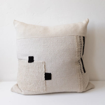 Treko Patchwork Pillow in White/Black 26” X 26"